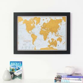 Scratch the World® travel edition map print (Pinboard & wood frame - Oak Style)