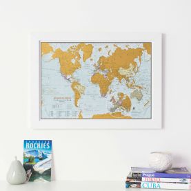 Scratch the World® travel edition map print (Pinboard & wood frame - White)