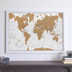 Scratch the World® - French Language (Pinboard & wood frame - White)