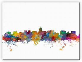 Extra Small Madison Wisconsin Watercolour Skyline (Canvas)