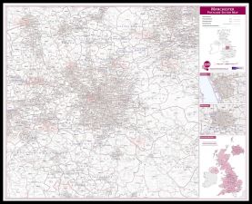 Manchester Postcode Sector Map (Pinboard & framed - Black)