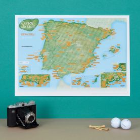 Scratch Off Spain & Portugal Golf Map (Silk Art Paper)