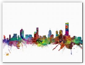 Large Melbourne Australia Watercolour Skyline (Canvas)