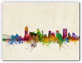 Large Memphis Tennessee Watercolour Skyline (Canvas)