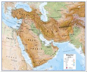 Large Middle East Wall Map Physical (Pinboard)