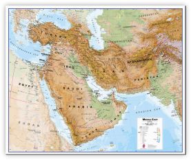 Large Middle East Wall Map Physical (Canvas)