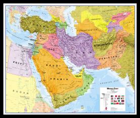 Medium Middle East Wall Map Political (Pinboard & framed - Black)