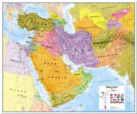 Large Middle East Wall Map Political (Pinboard)