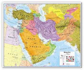 Medium Middle East Wall Map Political (Canvas)