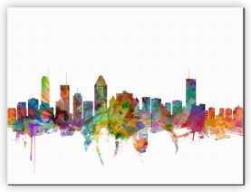 Large Montreal Watercolour Skyline (Canvas)