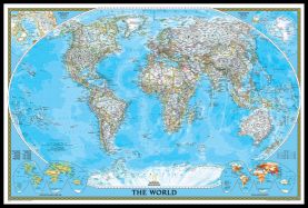 National Geographic World Classic Map (Canvas Floater Frame - Black)