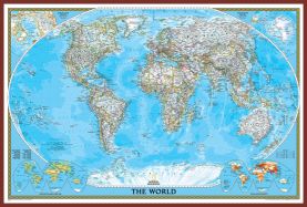National Geographic World Classic Map (Pinboard & framed - Dark Oak)