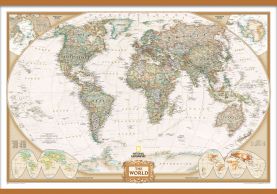 National Geographic World Executive Map (Wooden hanging bars)