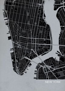 A4 New York City Street Map Print Charcoal (Matt Art Paper)