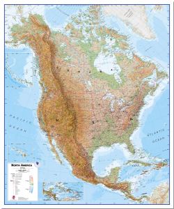 Large North America Wall Map Physical (Pinboard)