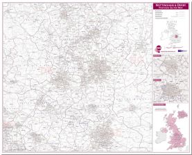 Nottingham and Derby Postcode Sector Map (Pinboard)