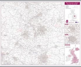 Nottingham and Derby Postcode Sector Map (Hanging bars)