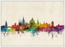 Large Oxford City Skyline (Pinboard & wood frame - White)