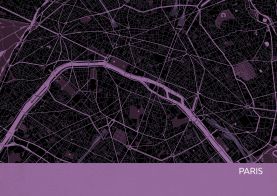 Small Paris City Street Map Print Mauve (Matt Art Paper)