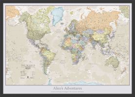 Small Personalised Classic World Map (Pinboard & wood frame - Black)
