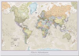 Small Personalised Classic World Map (Pinboard)