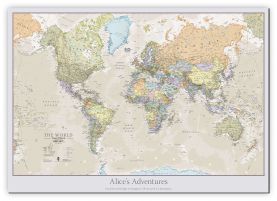 Medium Personalised Classic World Map (Canvas)