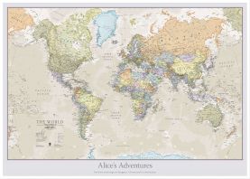 Large Personalised Classic World Map (Pinboard & wood frame - White)