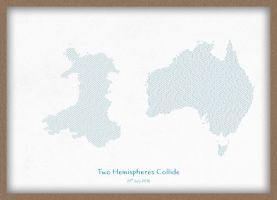 A3 Personalised Country Name Text Map Print - Petrol Blue (Wood Frame - Oak Style)