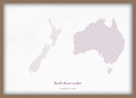 A3 Personalised Country Name Text Map Print - Plum (Wood Frame - Oak Style)