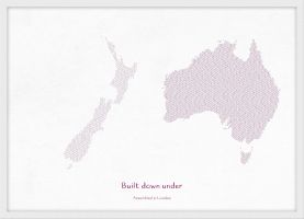 Small Personalised Country Name Text Map Print - Plum (Wood Frame - White)
