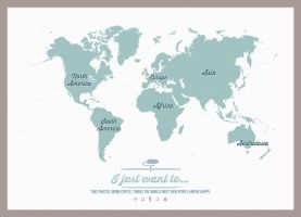 Medium Personalised Travel Map of the World - Rustic (Magnetic board mounted and framed - Brushed Aluminium Colour)