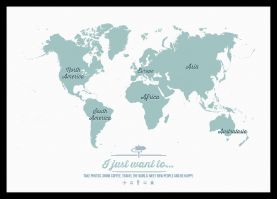 Small Personalised Travel Map of the World - Rustic (Pinboard & framed - Black)