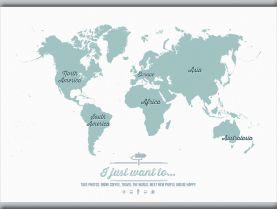 Medium Personalised Travel Map of the World - Rustic (Hanging bars)