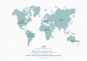 Small Personalised Travel Map of the World - Rustic (Magnetic board and frame)