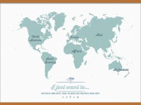 Huge Personalised Travel Map of the World - Rustic (Wooden hanging bars)