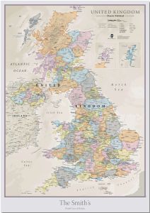 Huge Personalised UK Classic Wall Map (Pinboard)
