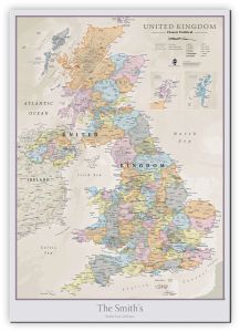 Large Personalised UK Classic Wall Map (Canvas)