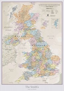 Personalised UK Classic Wall Map