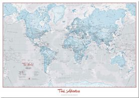 Huge Personalised World Is Art - Wall Map Aqua (Pinboard)