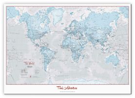 Large Personalised World Is Art - Wall Map Aqua (Canvas)