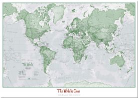 Large Personalised World Is Art - Wall Map Green (Pinboard)