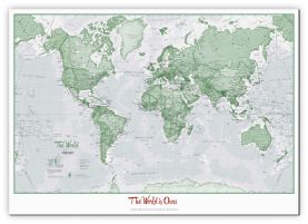 Small Personalised World Is Art - Wall Map Green (Canvas)