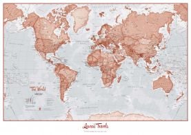 Huge Personalised World Is Art - Wall Map Red (Paper)