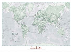 Large Personalised World Is Art - Wall Map Rustic (Pinboard & wood frame - White)