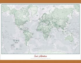 Medium Personalised World Is Art - Wall Map Rustic (Wooden hanging bars)