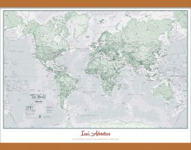 Medium Personalised World Is Art - Wall Map Rustic (Rolled Canvas with Wooden Hanging Bars)