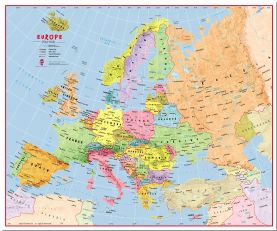 Large Primary Europe Wall Map Political (Pinboard)