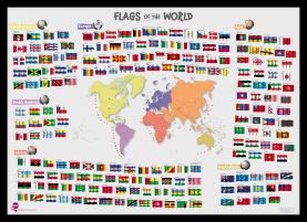 Primary Flags of the World poster (Pinboard & framed - Black)