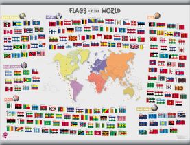 Primary Flags of the World poster (Rolled Canvas with Hanging Bars)