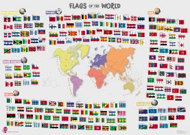 Primary Flags of the World poster (Magnetic board and frame)